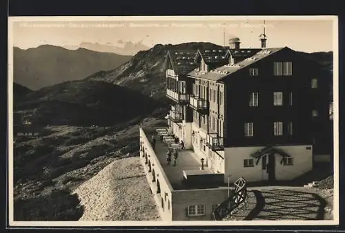 AK Ebensee, Das Berghotel am Feuerkogel mit dem Dachstein