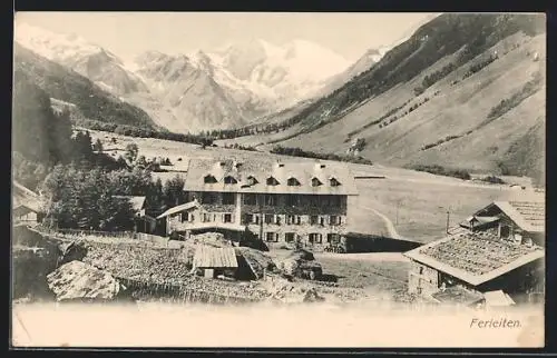 AK Ferleiten, Ortsteilansicht mit Blick in die Alpen