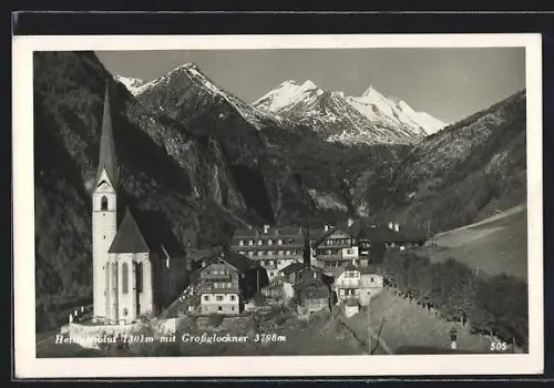 AK Heiligenblut, Teilansicht mit Grossglockner
