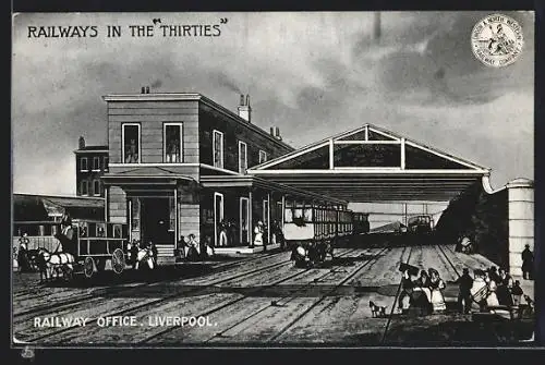 Künstler-AK Liverpool, Railways in the Thirties, Railway Office