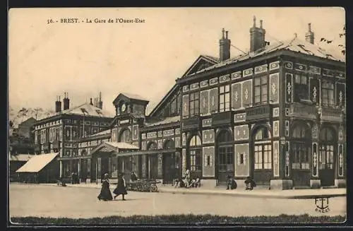 AK Brest, La Gare de l`Ouest-Etat