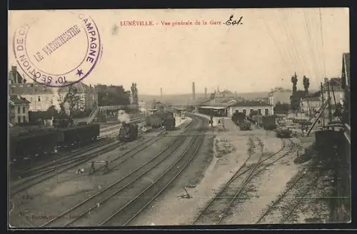 AK Lunéville, Vue générale de la Gare