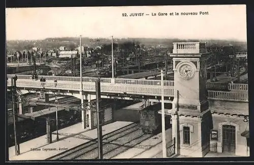 AK Juvisy, La Gare et le nouveau Pont