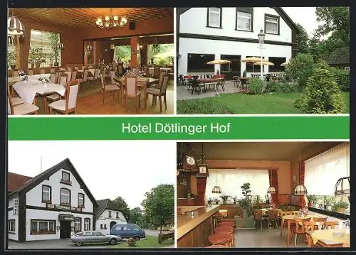 AK Dötlingen, Hotel-Restaurant Dötlinger Hof mit Innenansichten und Terrasse, Dorfring 2