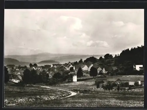 AK Weissenborn / Ottrau, Ortsansicht über ein Feld