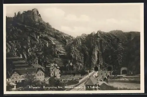 AK Altenahr, Burgruine Arc, Winzerverein und 3 Tunnels