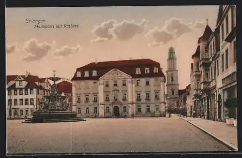 AK Erlangen, Marktplatz mit Rathaus