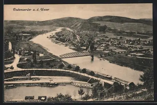 AK Bodenwerder a. d. Weser, Teilansicht mit Brücke