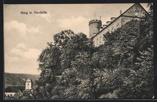 AK Herstelle, Blick zur Burg