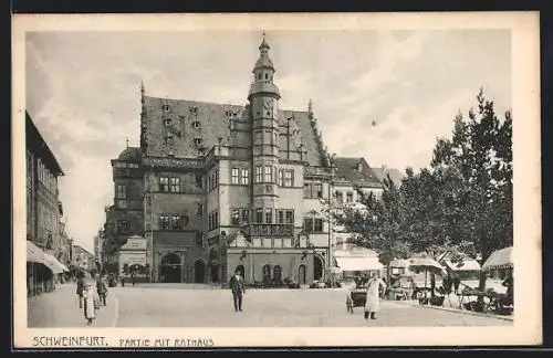 AK Schweinfurt, Strassenpartie mit Rathaus