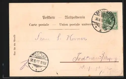Lithographie Iffezheim, Badener Jubiläums-Rennen 1898, Rückfahrt vom Rennen, Herr und Jockey