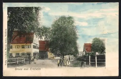 AK Erkheim, Ortspartie mit Wohnhäusern