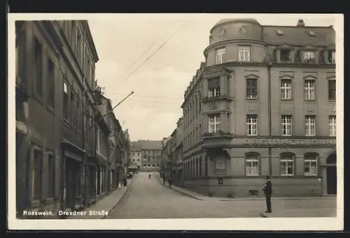 AK Rosswein, Dresdner Strasse mit Dresdner Bank