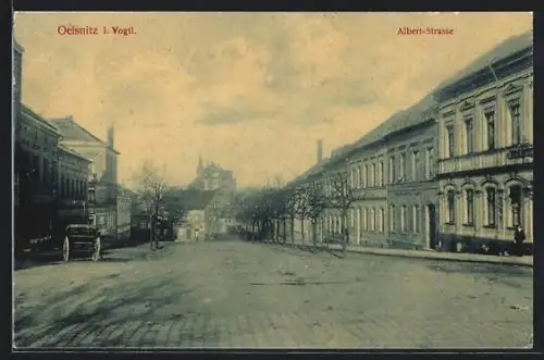 AK Oelsnitz i. Vogtland, Blick in die Albert-Strasse