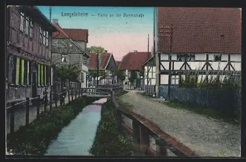 AK Langelsheim, Partie an der Dammstrasse mit Brücke