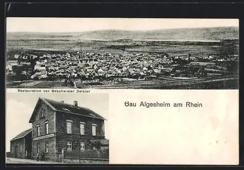 AK Algesheim / Rhein, Restaurant der Geschwister Deister, Ortsansicht