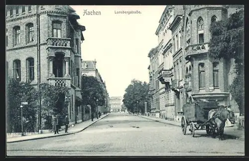 AK Aachen, Blick in die Lonsbergstrasse mit Kutsche