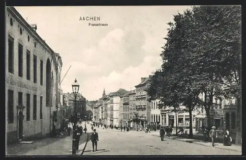 AK Aachen, Partie in der Franzstrasse mit Geschäften