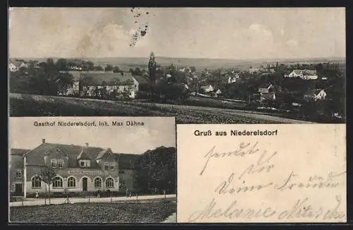 AK Niederelsdorf, Gasthof von Max Dähne, Teilansicht