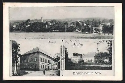 AK Ehrenhain, Ortsansicht, Gasthaus, Schloss