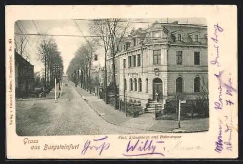 AK Burgsteinfurt, Post, Ständehaus und Bahnstrasse