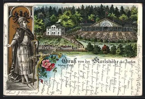 Lithographie Aachen, Gasthaus Karlshöhe