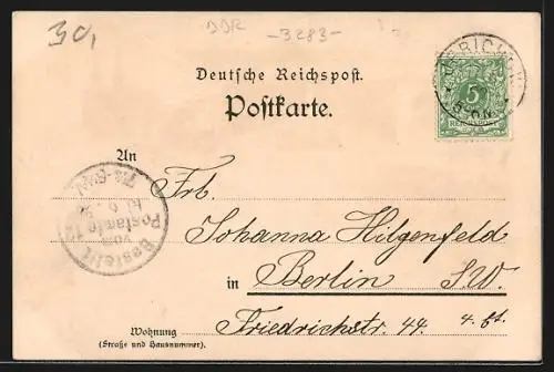 Lithographie Jerichow a. d. Elbe, Postamt, Stadtkirche, Krieger-Denkmal