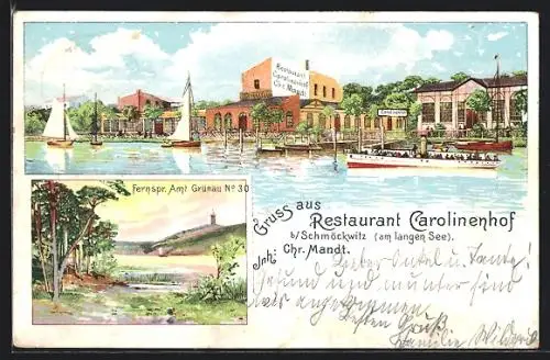 Lithographie Berlin-Schmöckwitz, Restaurant Carolinenhof am langen See