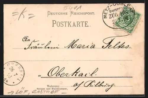 Lithographie Löf, Gasthof Sternburg, Burg Eltz