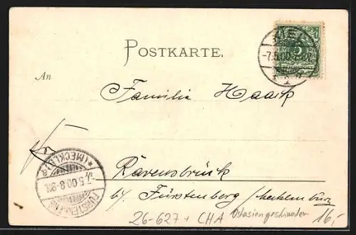 Künstler-AK Johann Georg Siehl-Freystett: Kiegsschiff SMS Fürst Bismarck vom Ostasiengeschwader unter Volldampf