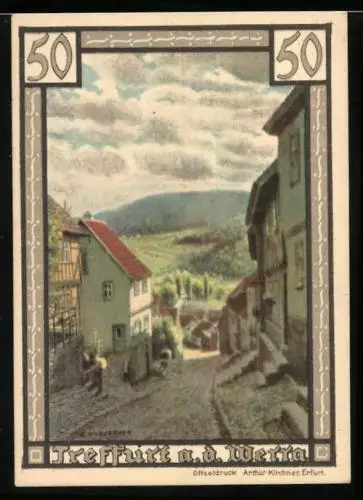 Notgeld Treffurt /Werra 1922, 50 Pfennig, Strassenpartie