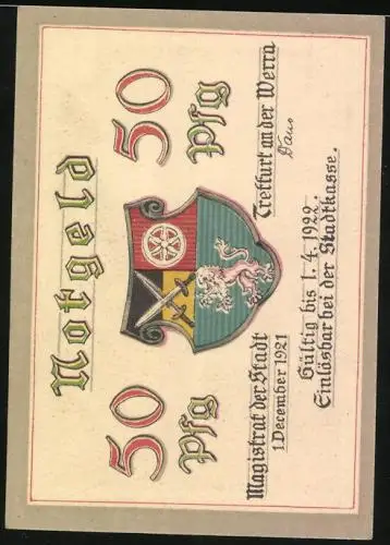 Notgeld Treffurt /Werra 1922, 50 Pfennig, Strassenpartie