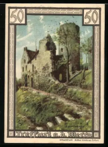 Notgeld Treffurt /Werra 1922, 50 Pfennig, Ruine