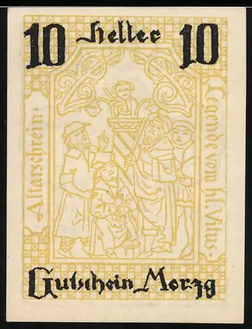 Notgeld Morzg 1920, 10 Heller, Altarschrein Hl. Vitus, Alt Emslieb