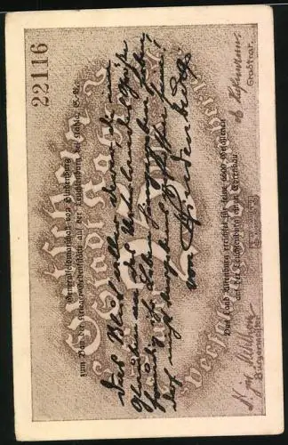 Notgeld Kahla /S.-A., 25 Pfennig, Leuchtenburg, Zitat Hindenburg