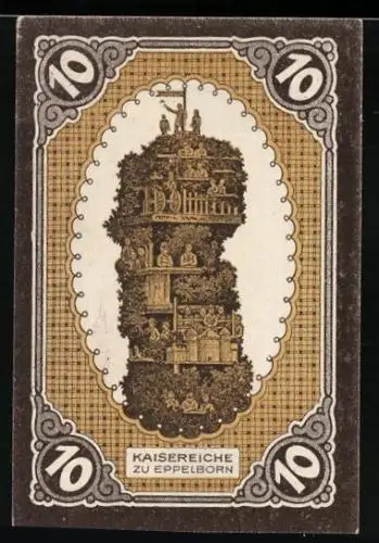 Notgeld Eppelborn 1921, 10 Pfennig, Kaisereiche, Ähre, Bergmann