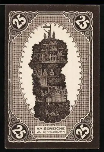 Notgeld Eppelborn 1921, 25 Pfennig, Kaisereiche, Ähre, Bergmann