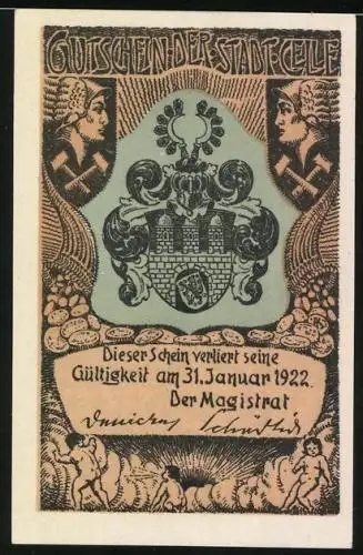 Notgeld Celle 1922, 25 Pfennig, Halalieiche, Wappen