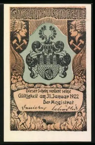Notgeld Celle 1922, 100 Pfennig, Wacholdergruppe, Wappen