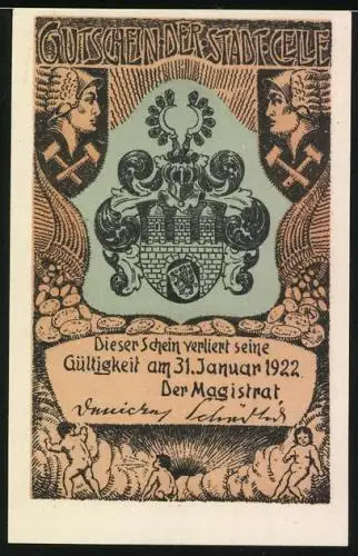 Notgeld Celle 1922, 75 Pfennig, Birken im Moor, Wappen