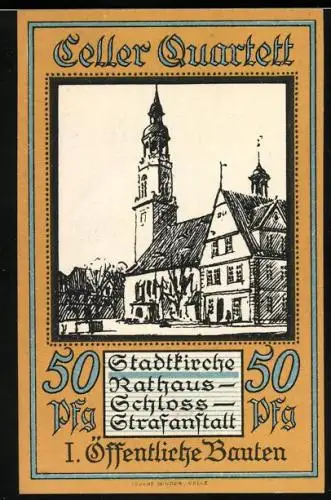 Notgeld Celle 1922, 50 Pfennig, Stadtkirche, Wappen