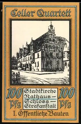 Notgeld Celle 1922, 100 Pfennig, Rathaus, Wappen