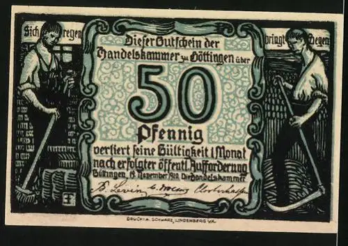 Notgeld Göttingen 1920, 50 Pfennig, Osterode, Münden Einbeck, Stadtwappen