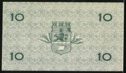 Notgeld Bergisch Gladbach 1917, 10 Pfennig, Stadtwappen