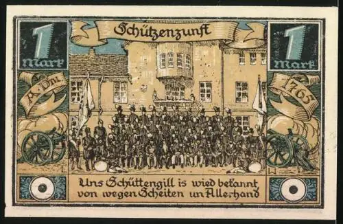 Notgeld Fürstenberg in Meckl. 1921, 1 Mark, König, Kapitän, Stadtwappen