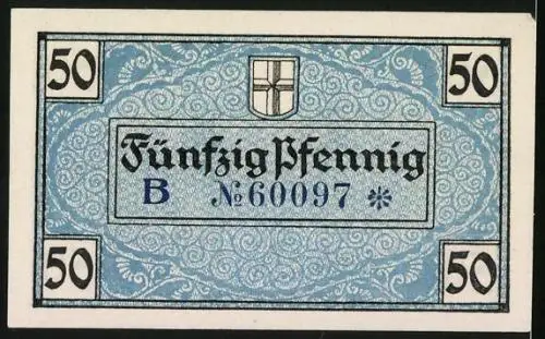 Notgeld Freiburg i. Br. 1919, 50 Pfennig, Stadtwappen