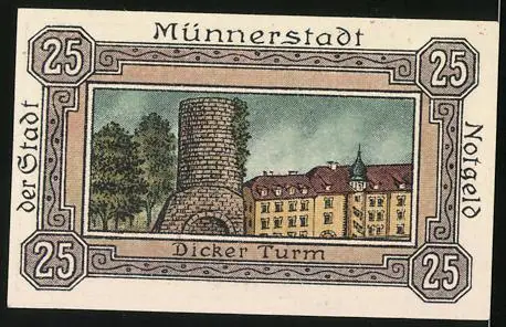 Notgeld Münnerstadt 1920, 25 Pfennig, Stadtwappen