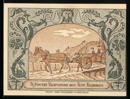 Notgeld Oldisleben a. Kyffh. 1921, 50 Pfennig, Th. Müncers Überführung nach Feste Heldrungen