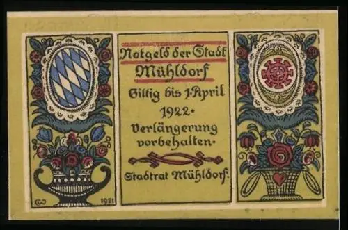 Notgeld Mühldorf 1922, 30 Pfennig, Stadtwappen