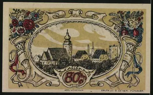 Notgeld Mühldorf a. I., 80 Pfennig, Stadtwappen